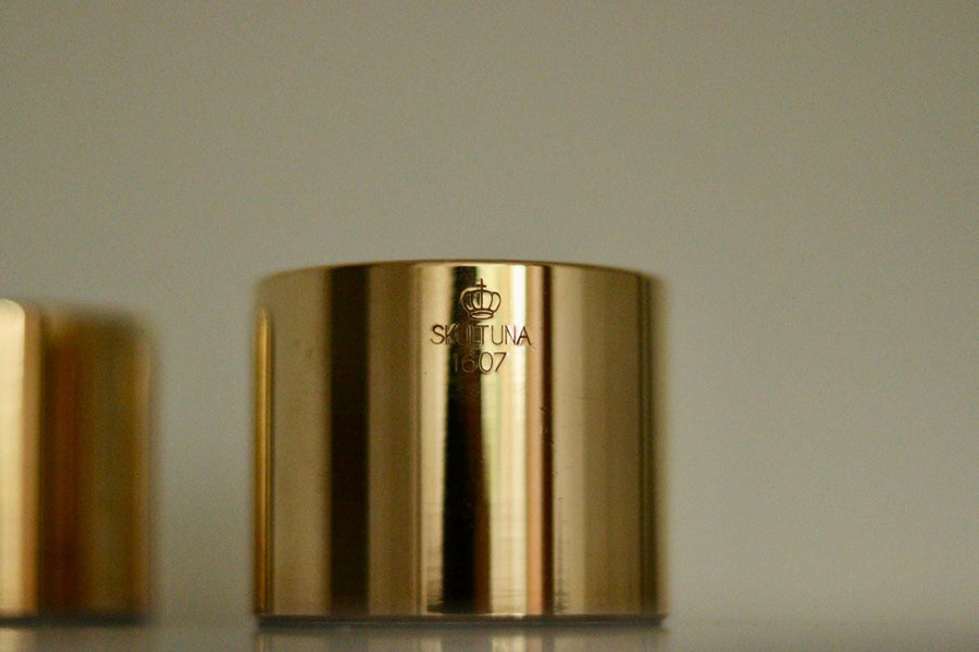Trio of Mid-Century Swedish Brass Candle Holders By Skultuna