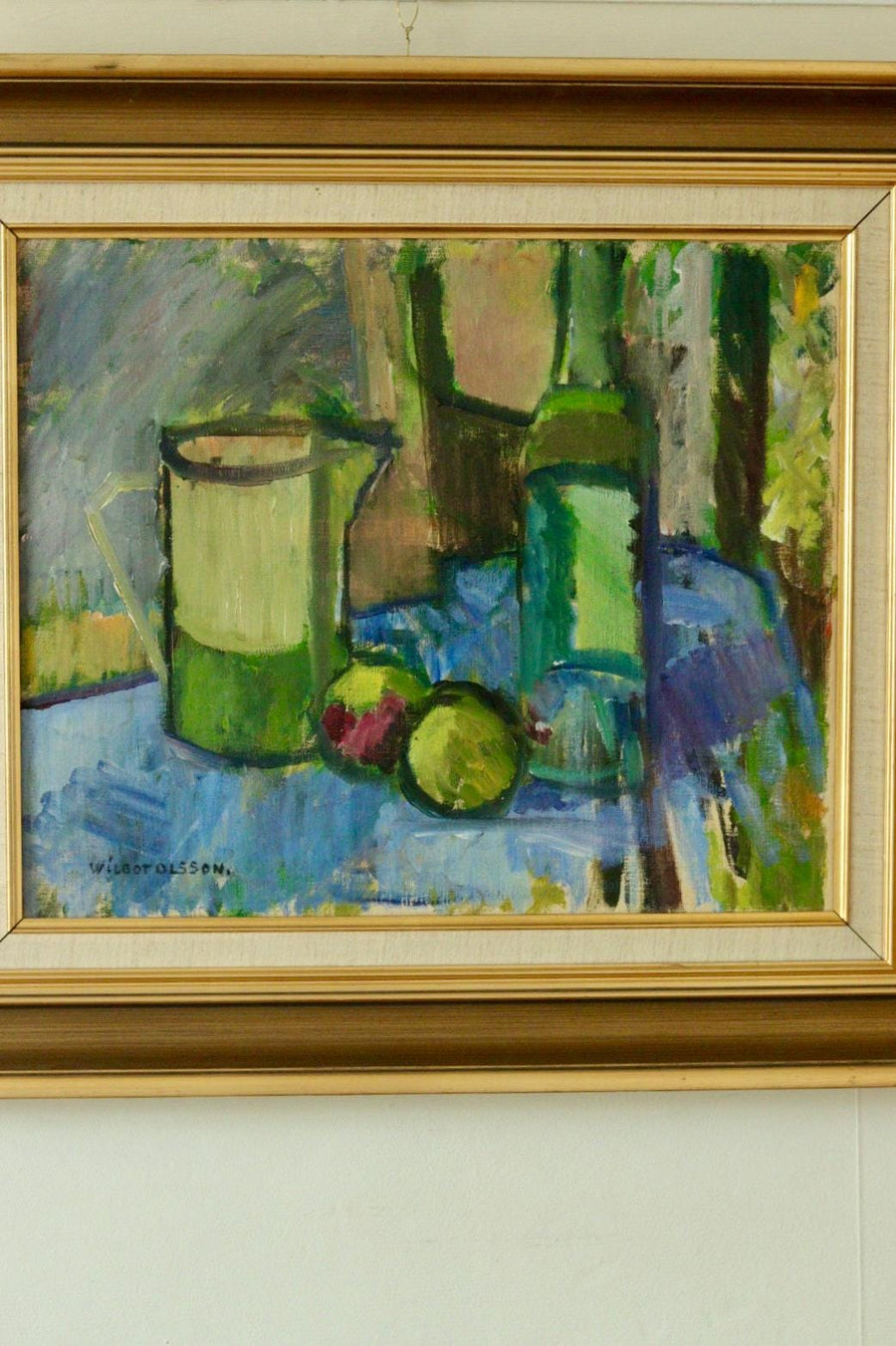Original Mid Century Still Life on Canvas – Wilgot Olsson