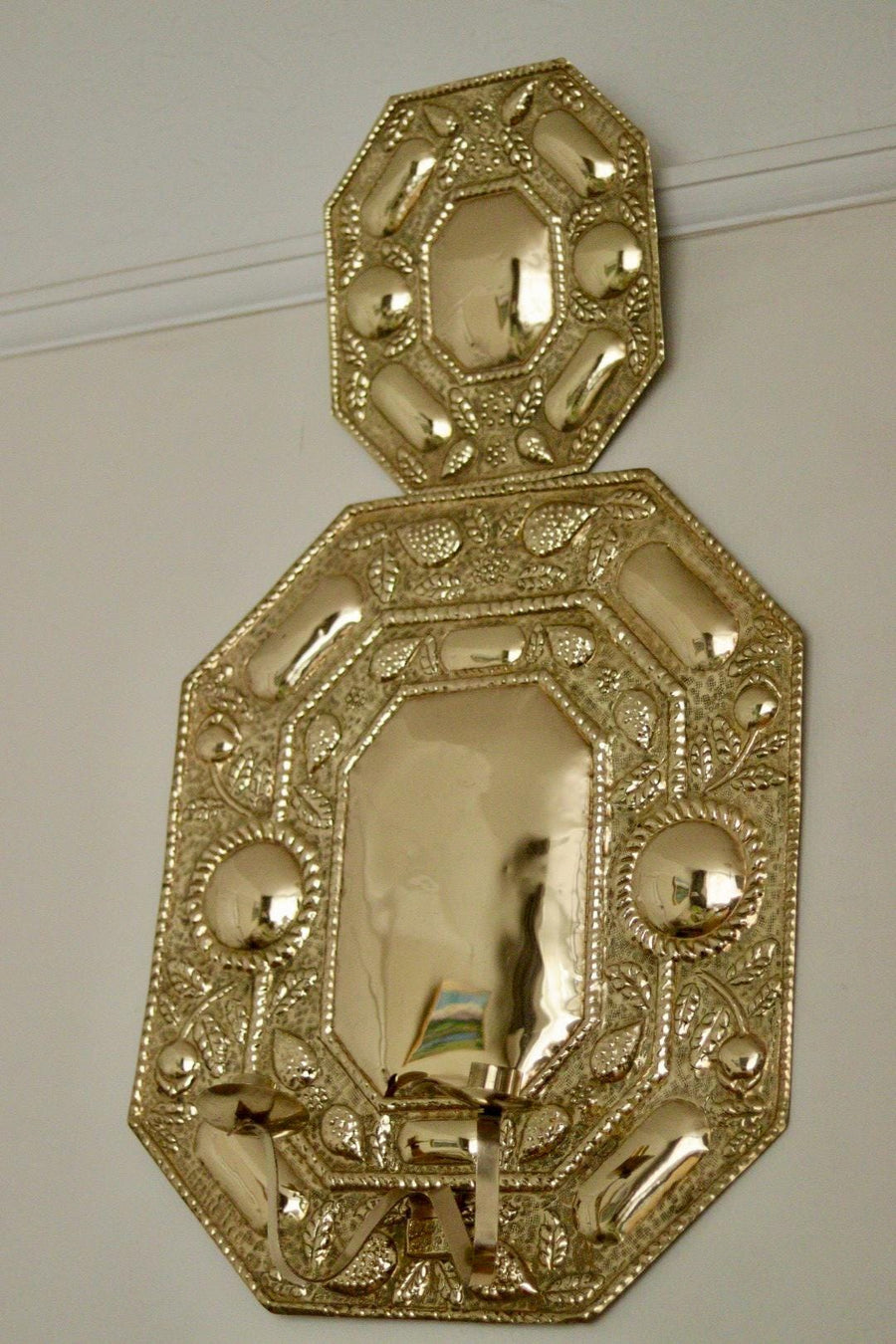 Extra Large Mid Century Swedish Brass Sconce