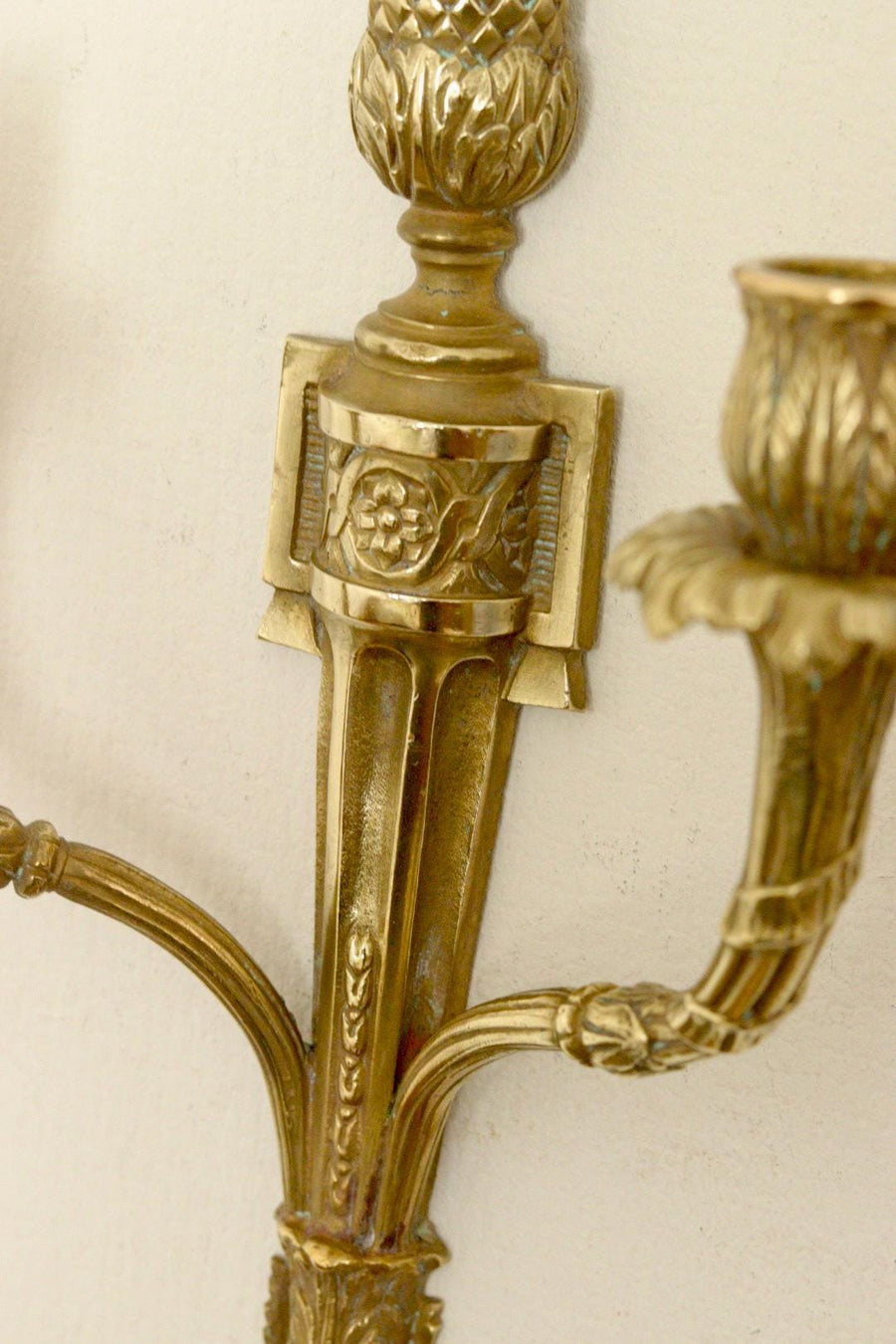 Pair of Vintage Gustavian Style Brass Sconces