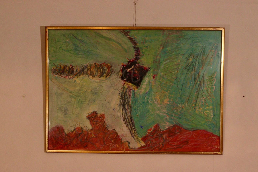 Mid-Century Original Mixed Media on Paper "Abstract"