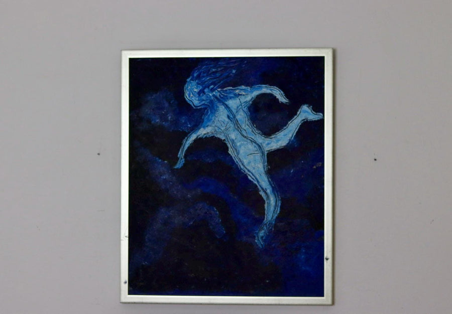 Mid-Century Original Swedish Oil on Panel "Abstract Figure "