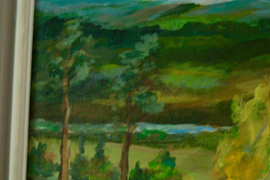 Mid-Century Original Swedish Oil on Canvas "Landscape "