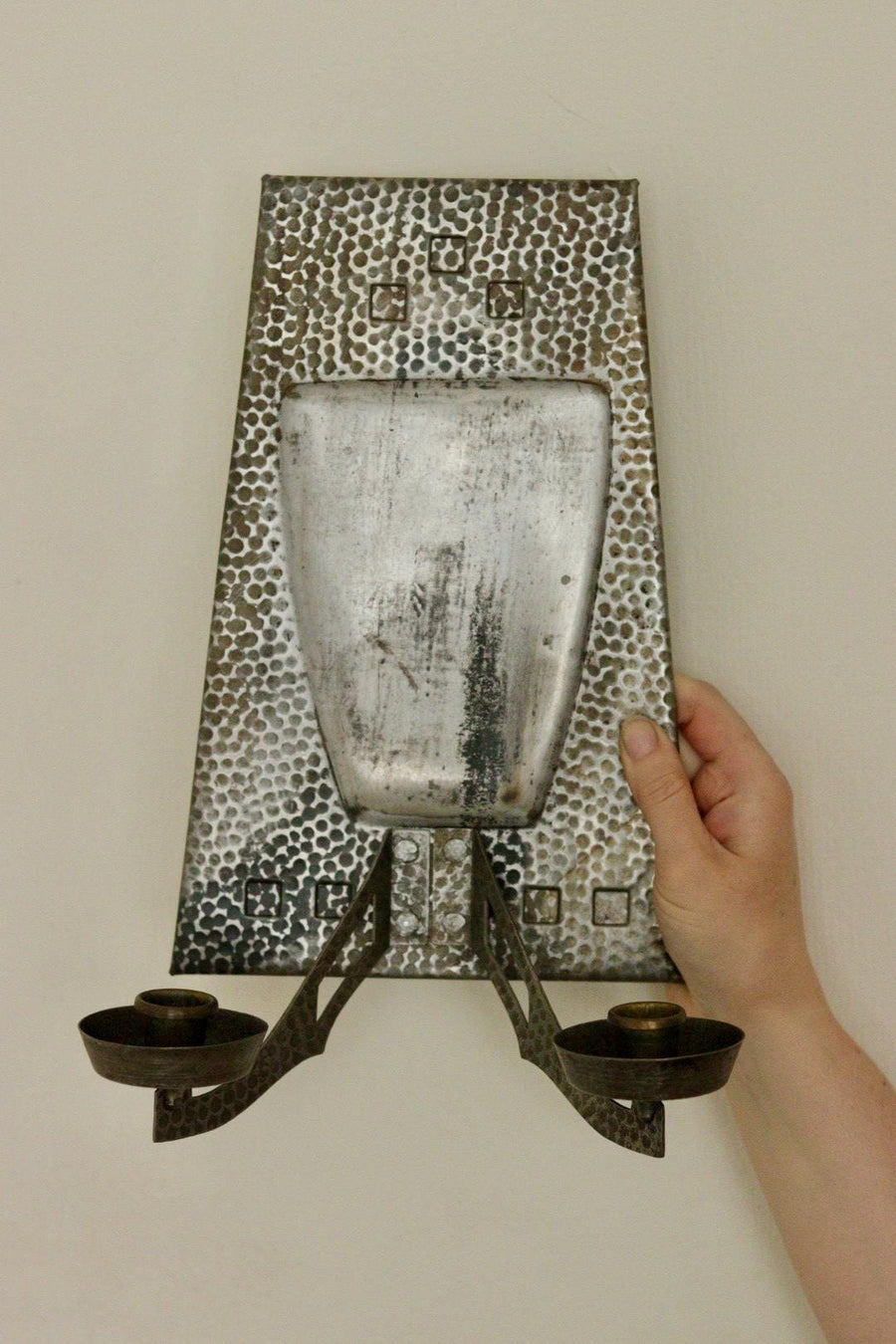 Pair Of Mid Century Swedish Pewter/Metal Sconces