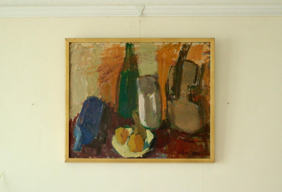 Original Swedish Oil on Panel Painting – Signed “O. Ln”, 1950