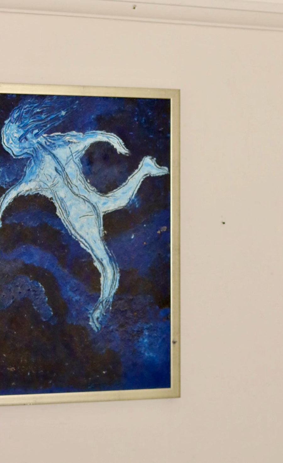 Mid-Century Original Swedish Oil on Panel "Abstract Figure "