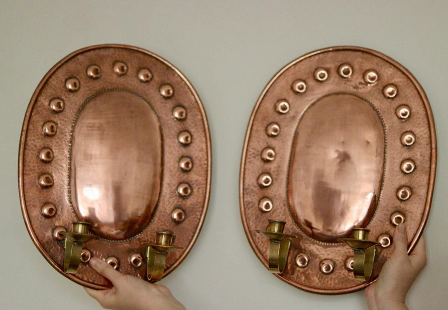 Pair Of Mid Century Swedish Copper Sconces