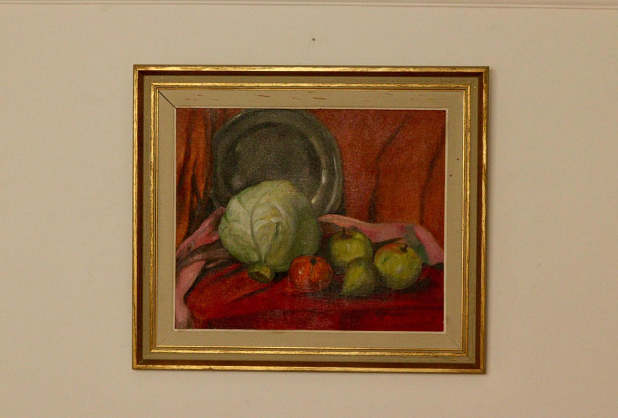 "Still life with cabbage and fruit" by S. Jonsson