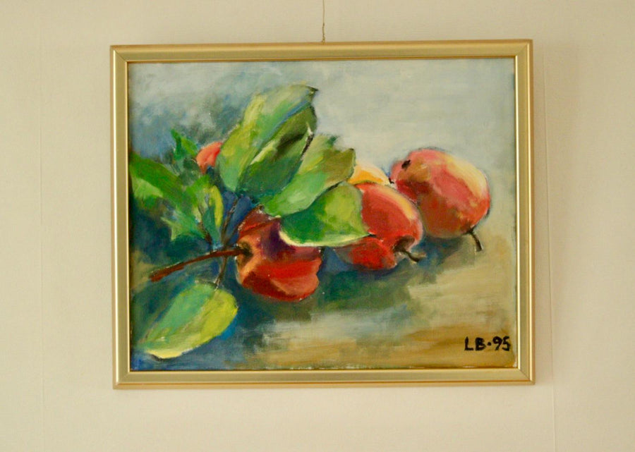 Mid-20th Century Original Still Life Oil on Canvas – Apples