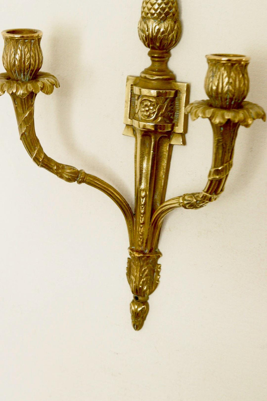 Pair of Vintage Gustavian Style Brass Sconces