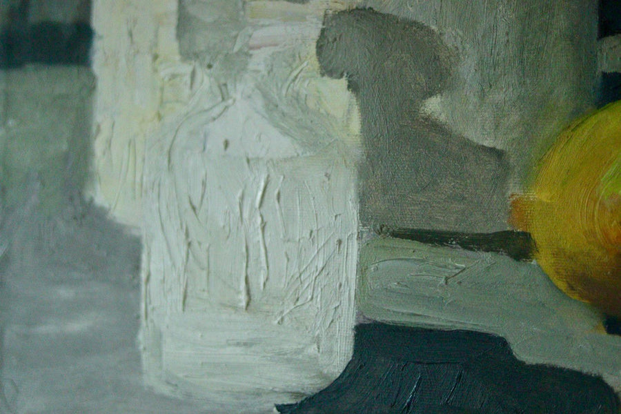 Original Mid Century Oil on Canvas – “Still Life, Lemon and Jars”
