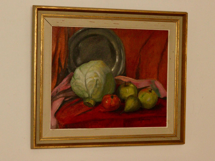 "Still life with cabbage and fruit" by S. Jonsson