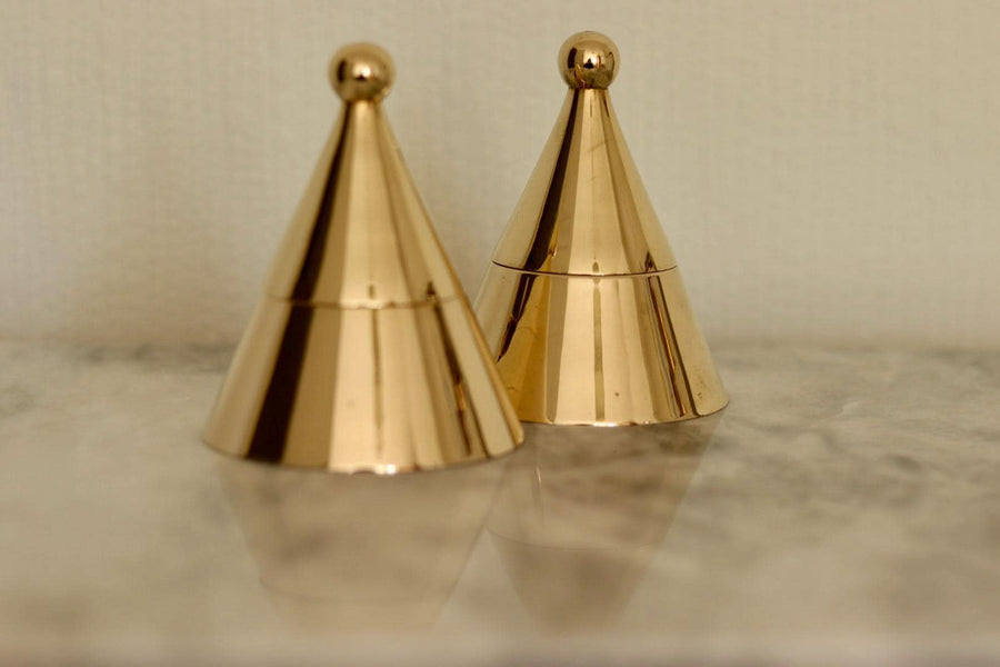 Pair of Italian Aldo Rossi for Alessi – Brass Tandem Candle holders