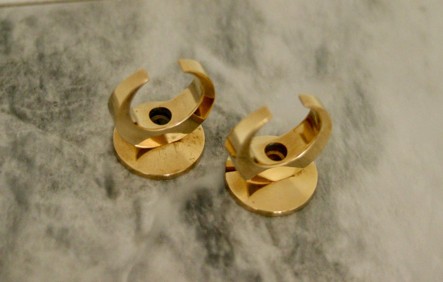 Pair of Mid-Century Swedish Brass Candle Holders by Arthur Pe Kolbäck