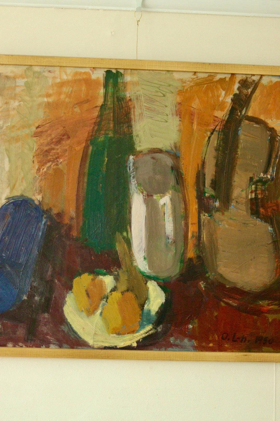 Original Swedish Oil on Panel Painting – Signed “O. Ln”, 1950