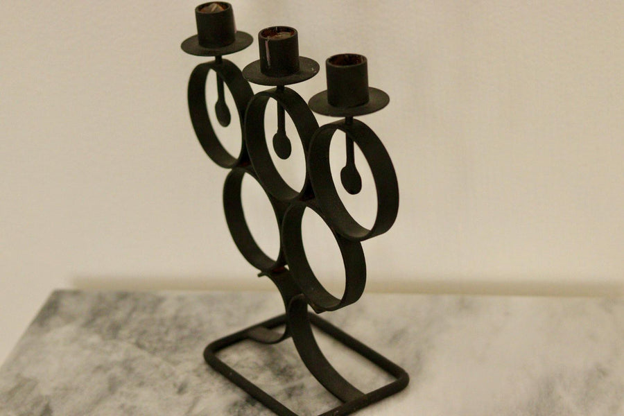 Vintage Metal Candelabra with Black Coating