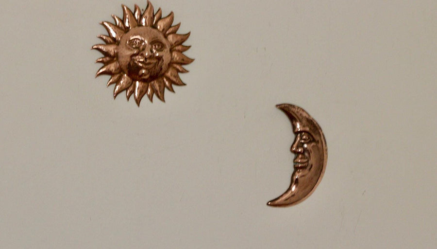 Vintage Swiss Copper Sun and Moon