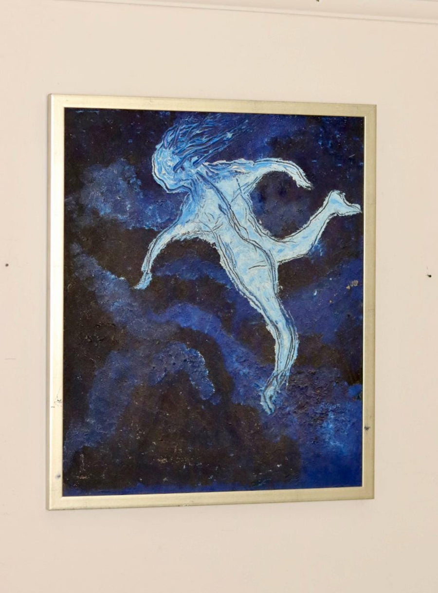Mid-Century Original Swedish Oil on Panel "Abstract Figure "