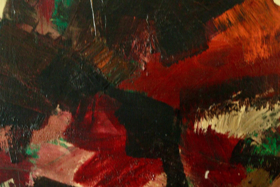 Mid-20th Century Original Abstract Oil on Canvas – Dynamic Composition