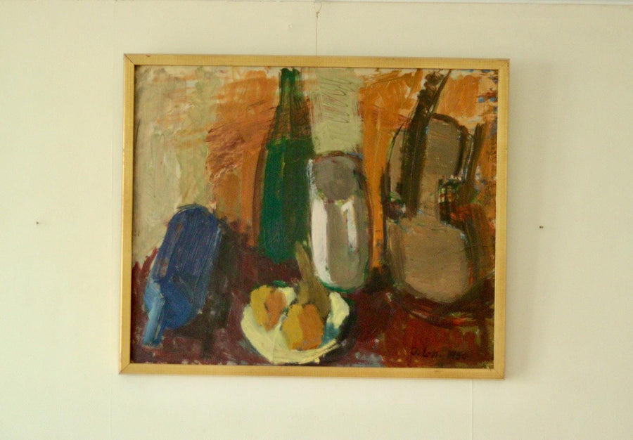 Original Swedish Oil on Panel Painting – Signed “O. Ln”, 1950