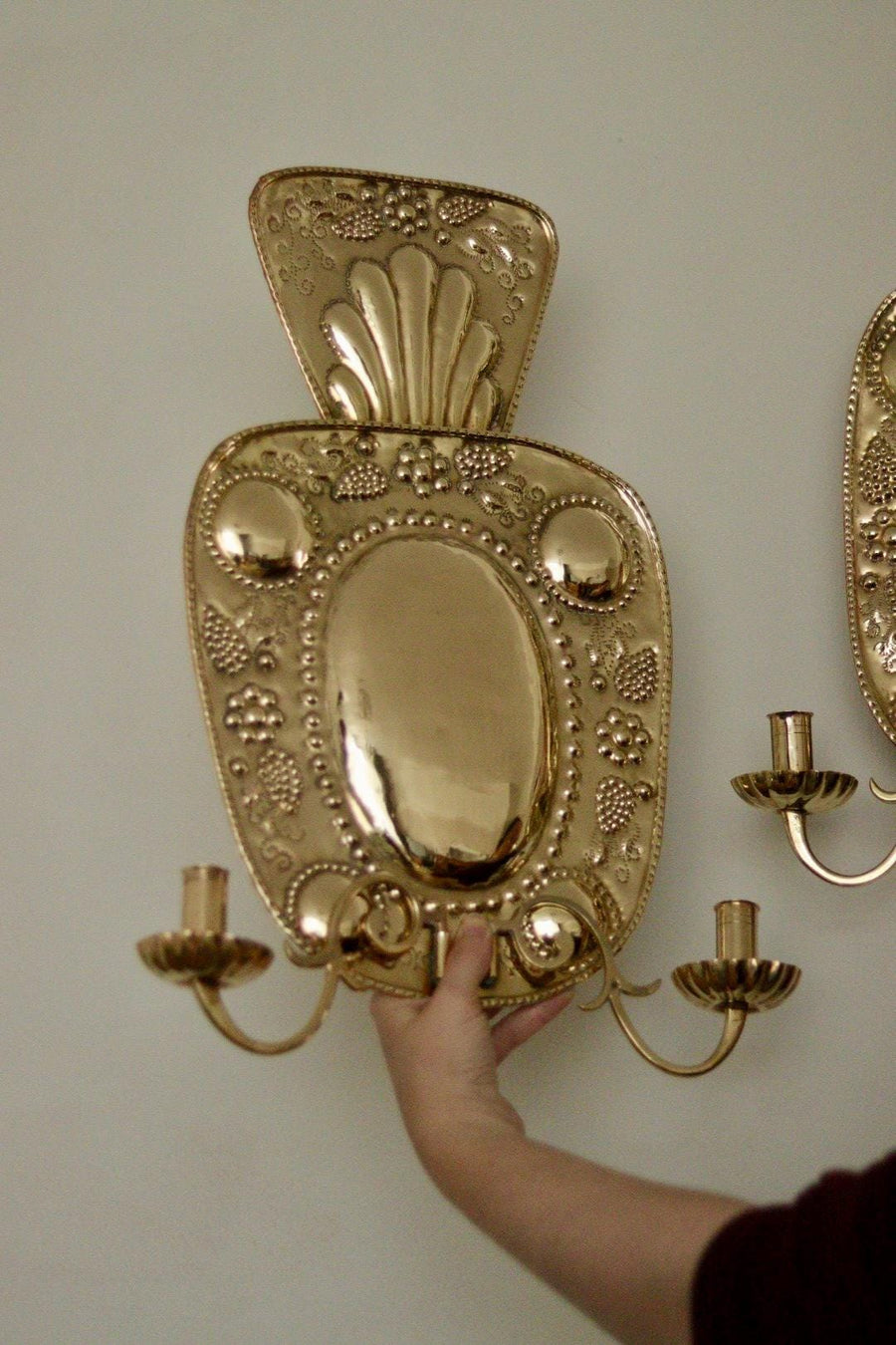 Pair of Mid-Century Swedish Brass Sconces
