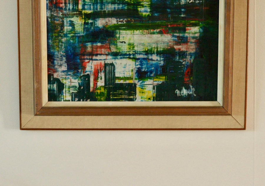 Original Swedish Mid Century Oil on Panel " Composition"