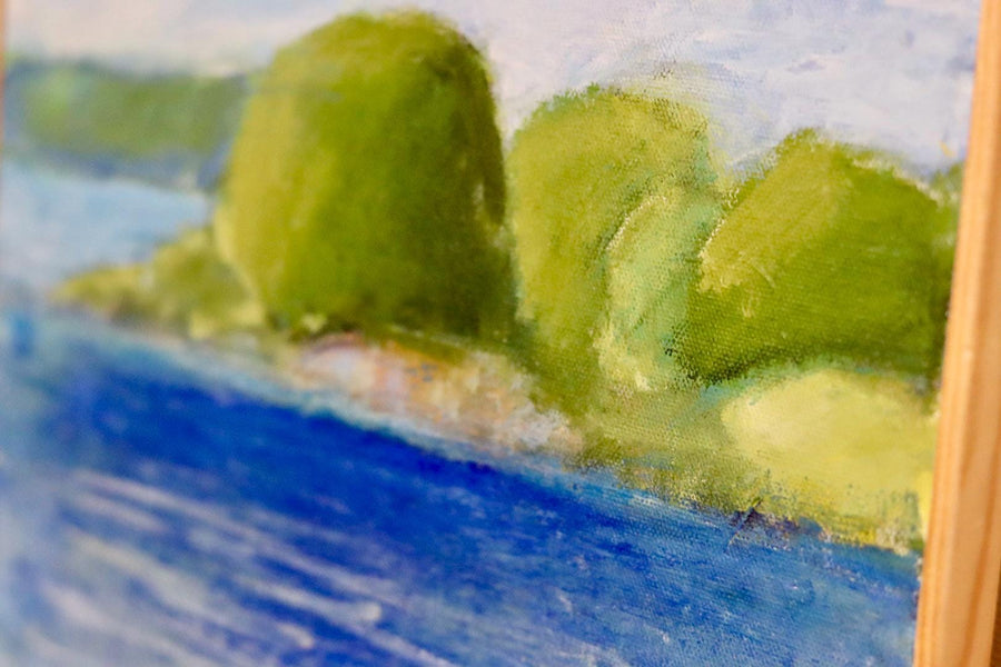 Mid-Century Original Swedish Oil on Canvas "Coast "
