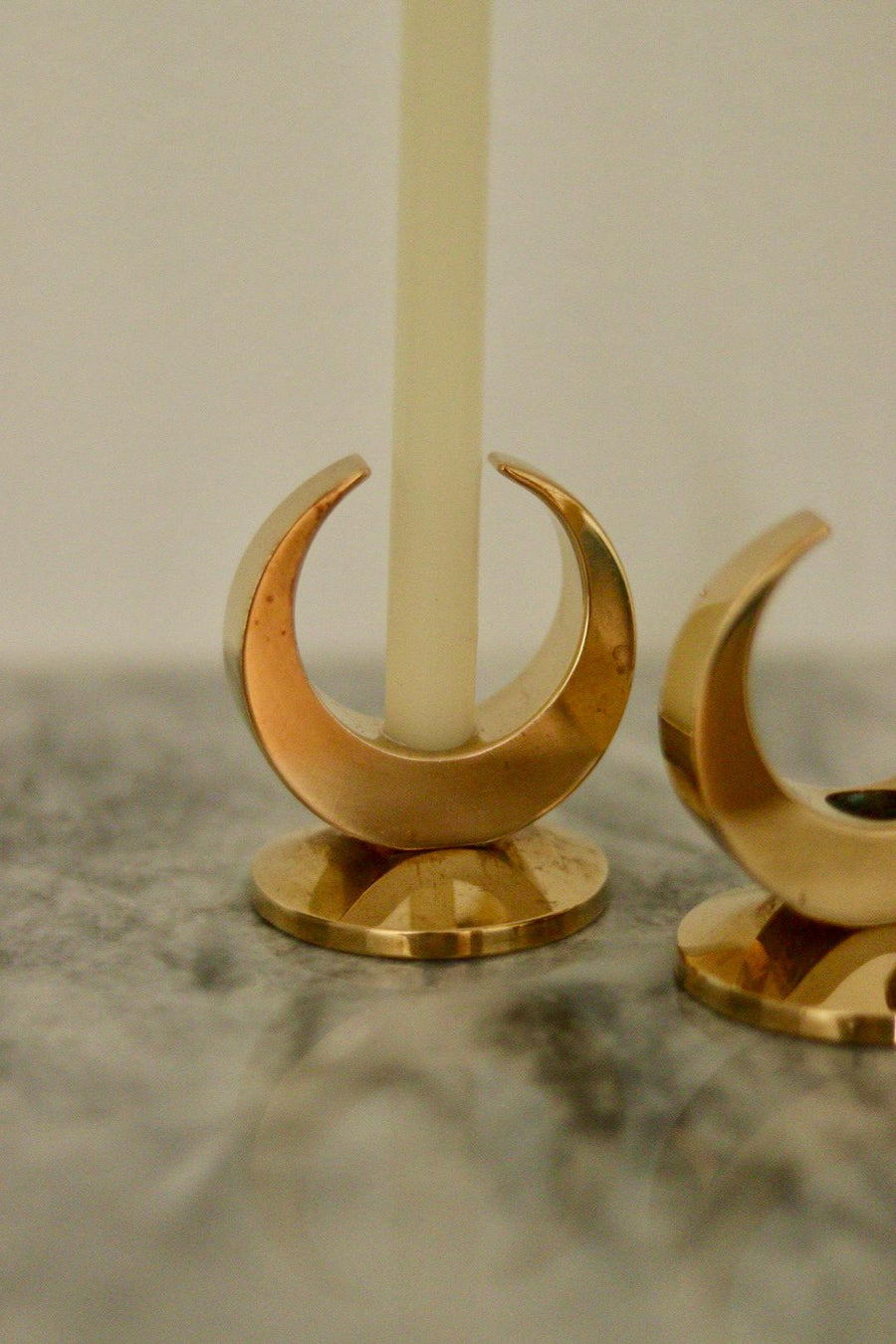 Pair of Mid-Century Swedish Brass Candle Holders by Arthur Pe Kolbäck