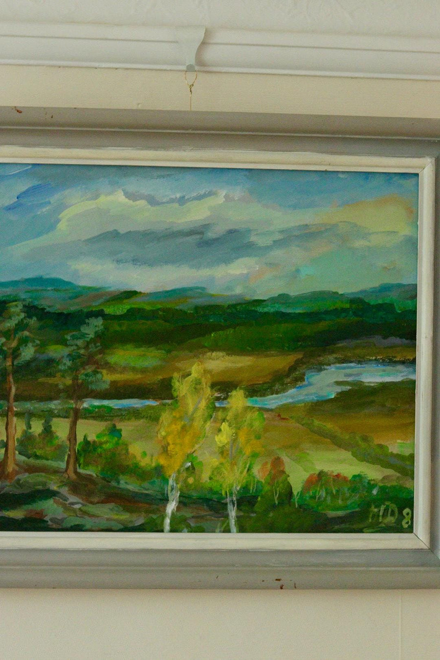 Mid-Century Original Swedish Oil on Canvas "Landscape "