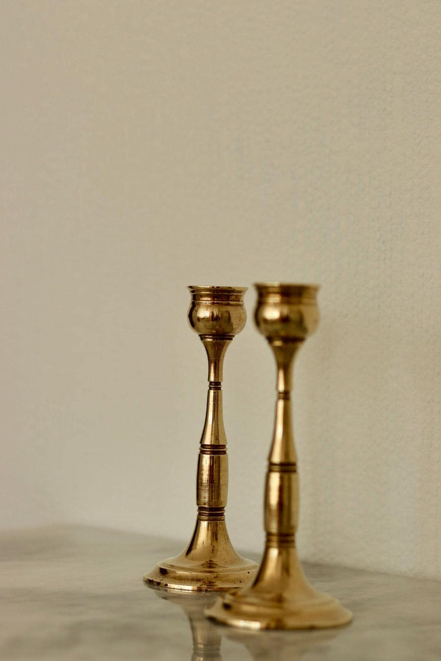 Pair of Vintage Swedish Brass Candle holders