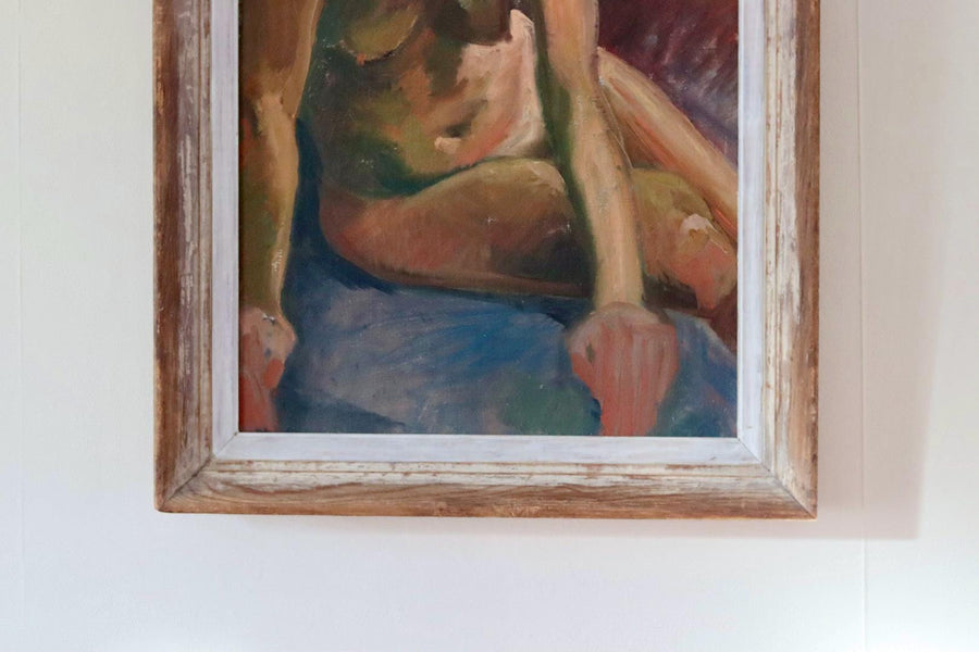 Mid-20th Century Original Oil on Canvas – Nude Woman