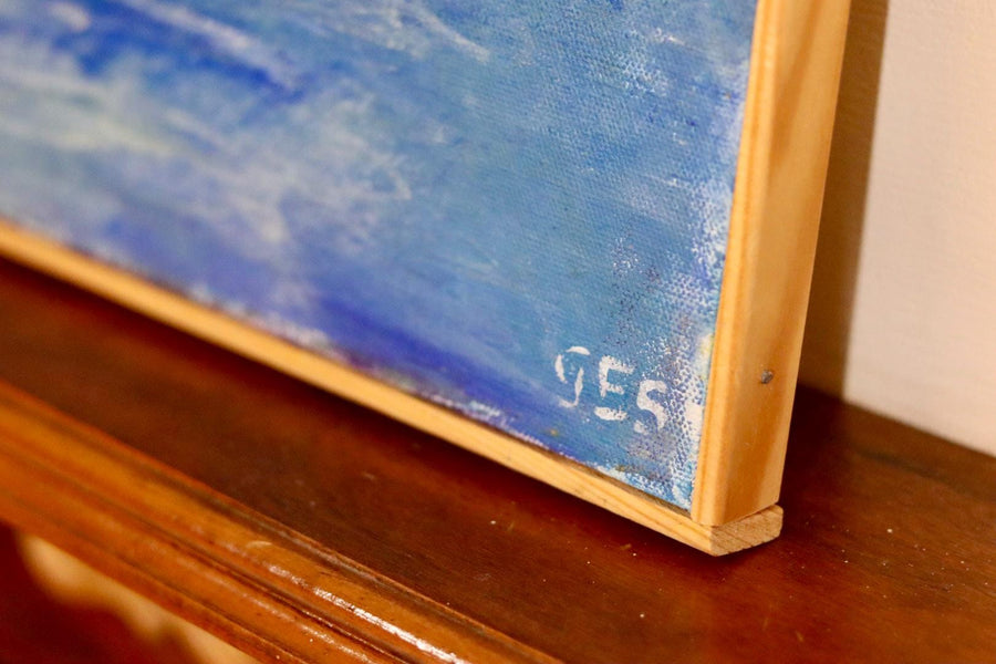 Mid-Century Original Swedish Oil on Canvas "Coast "