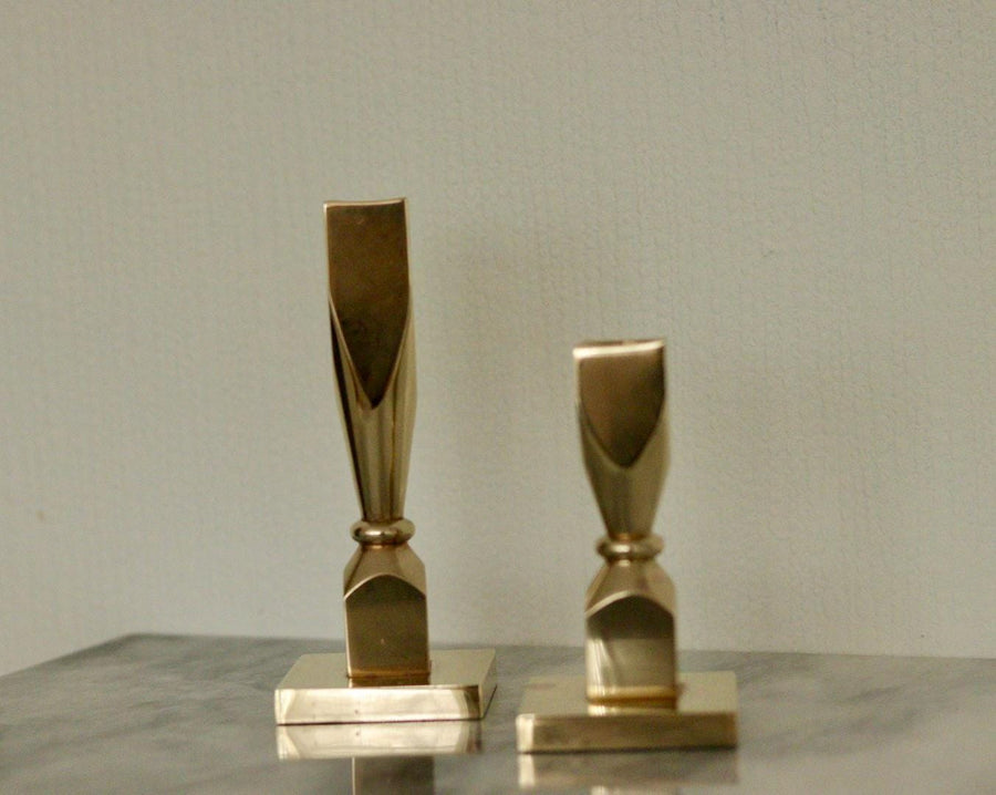 Pair of Mid-Century Swedish Brass Candle Holders