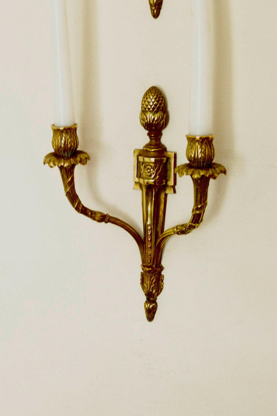 Pair of Vintage Gustavian Style Brass Sconces