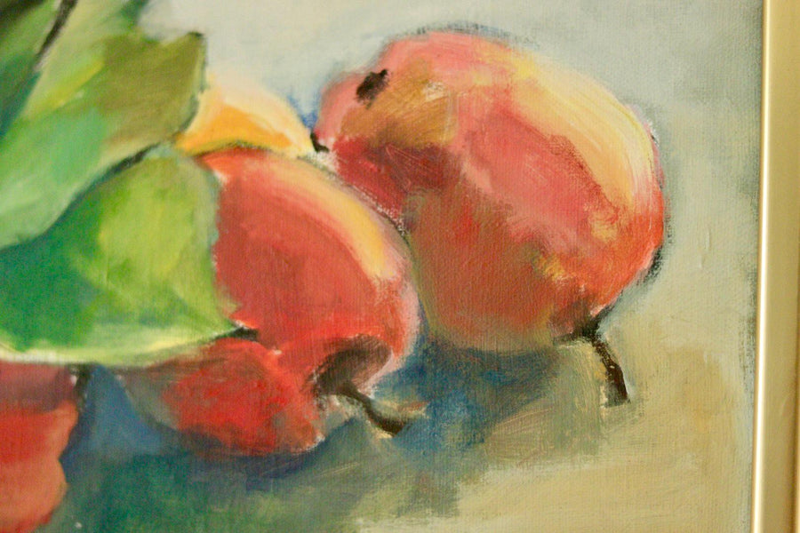 Mid-20th Century Original Still Life Oil on Canvas – Apples