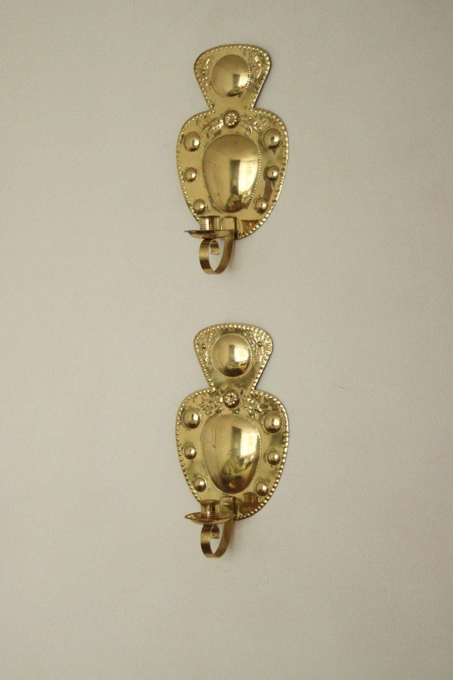 Pair of Mid Century Swedish Brass Sconces by S. Fong