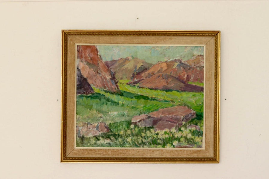 Mid-Century Oil Painting "Mountain Scene"