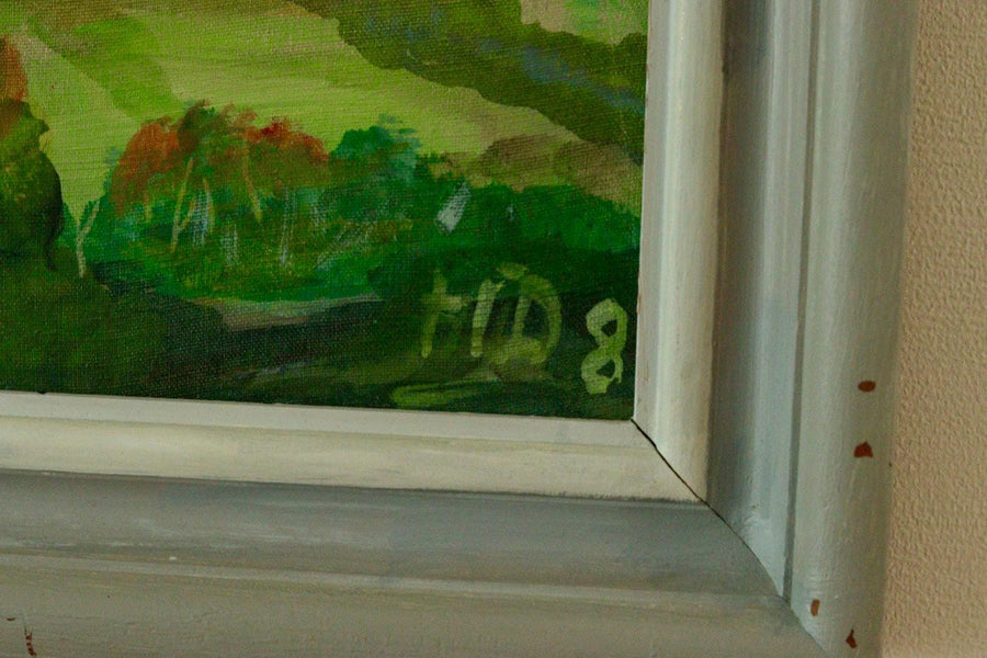 Mid-Century Original Swedish Oil on Canvas "Landscape "