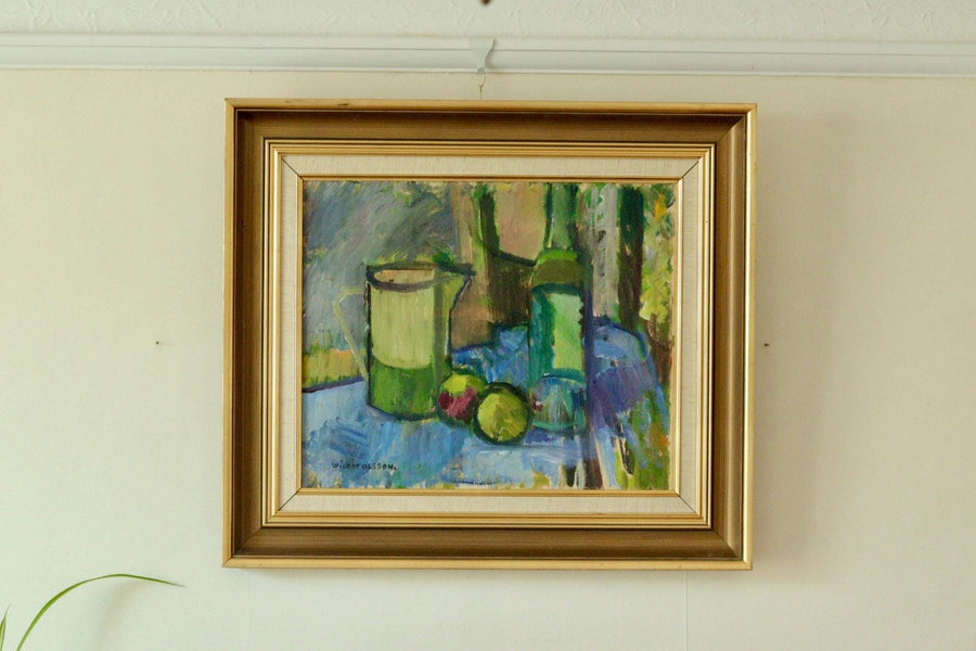 Original Mid Century Still Life on Canvas – Wilgot Olsson