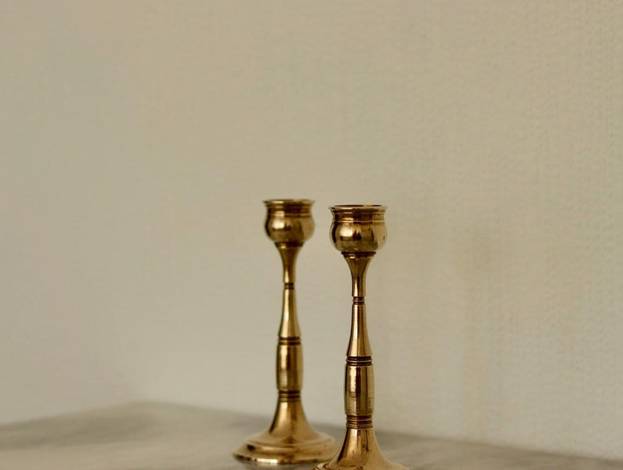 Pair of Vintage Swedish Brass Candle holders