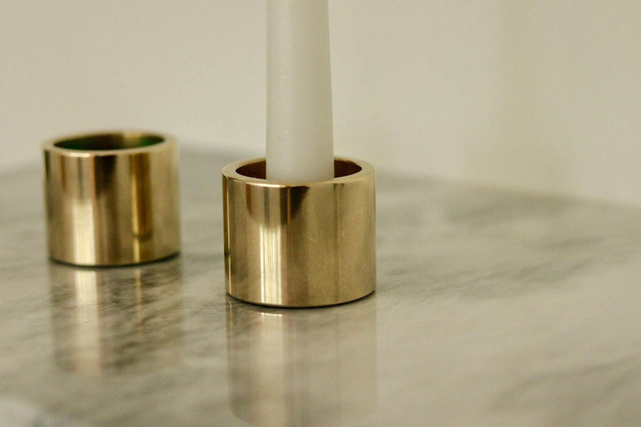 Pair of Mid-Century Swedish Brass Candle Holders