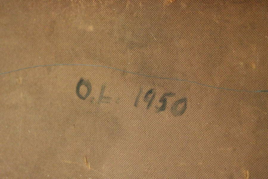 Original Swedish Oil on Panel Painting – Signed “O. Ln”, 1950