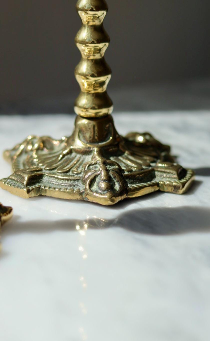 Pair of Vintage Brass Candle Holders