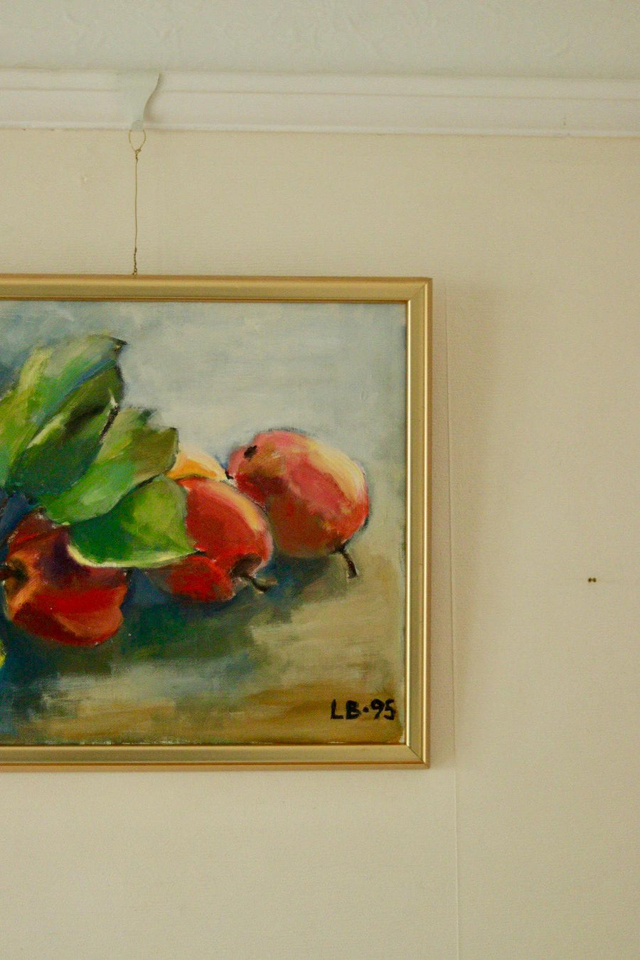 Mid-20th Century Original Still Life Oil on Canvas – Apples