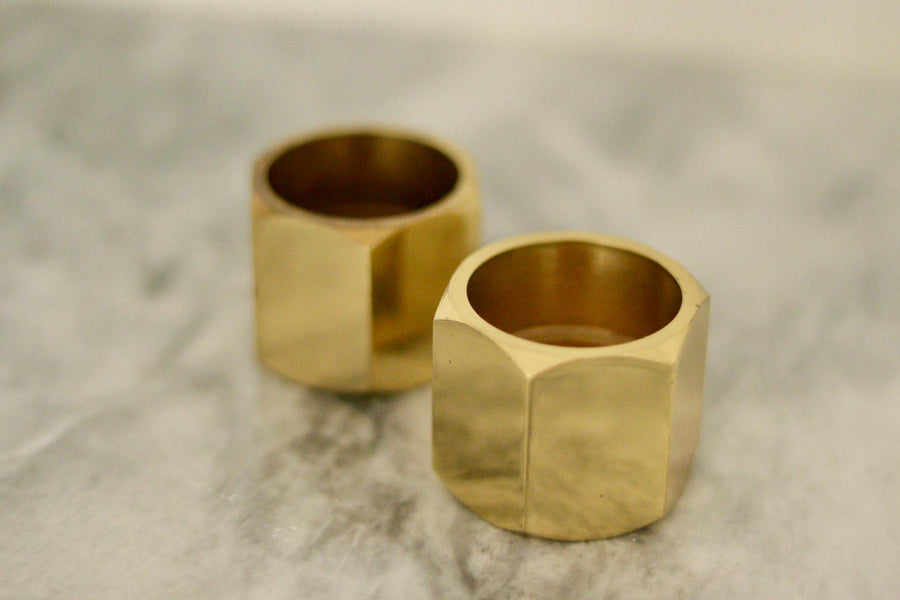 Pair of Mid-Century Swedish Brass Candle Holders by Inga Bjornsson Fakt