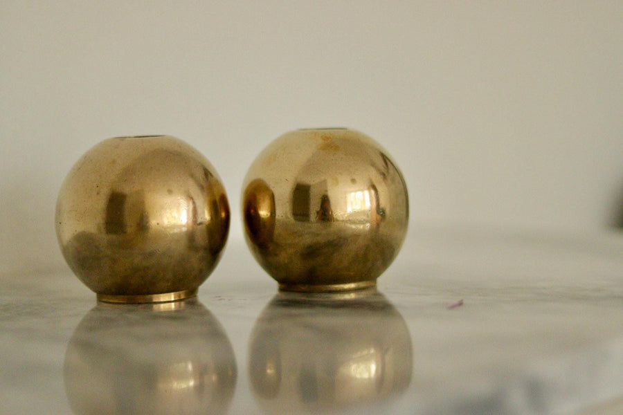 Pair of Mid-Century Swedish Brass Candle Holders