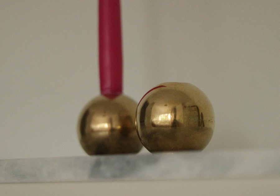 Pair of Mid-Century Swedish Brass Candle Holders