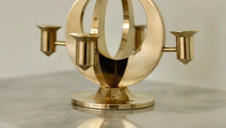 Swedish Brass Candlabera by Arthur Pe Kolbäck