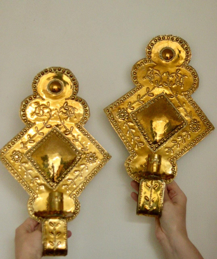 Pair Of Mid Century Swedish Brass Sconces