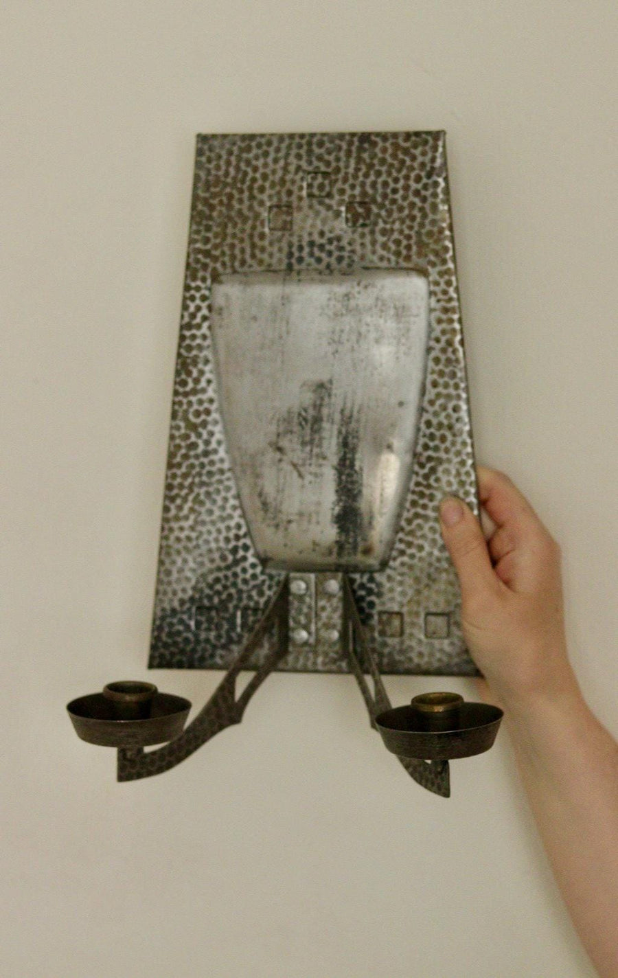 Pair Of Mid Century Swedish Pewter/Metal Sconces